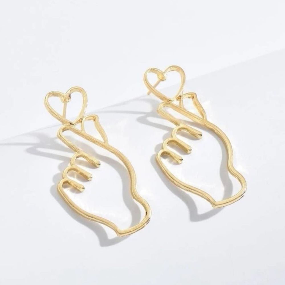 Heart & Gesture Emoji Earrings I Love You BRAND NEW - Picture 2 of 6